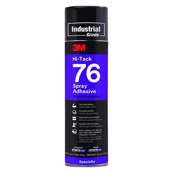 Spray Adhesive,  Hi-Tack 76 Series,  Clear,  18.1 oz,  Aerosol Can