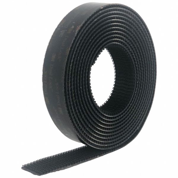 Reclosable Fastener,  Acrylic Adhesive,  50 yd,  1/2 in Wd,  Black
