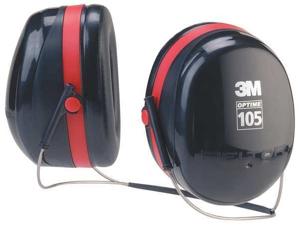 Behind-the-Neck Ear Muffs,  29 dB,  Peltor Optime 105,  Black/Red