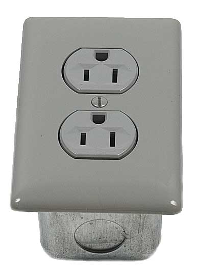 Standard Duplex Outlet, No-Wire, 115V, Gray