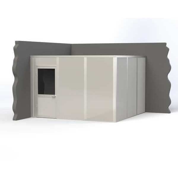 2-Wall Modular In-Plant Office,  8 ft H,  12 ft W,  12 ft D,  Gray