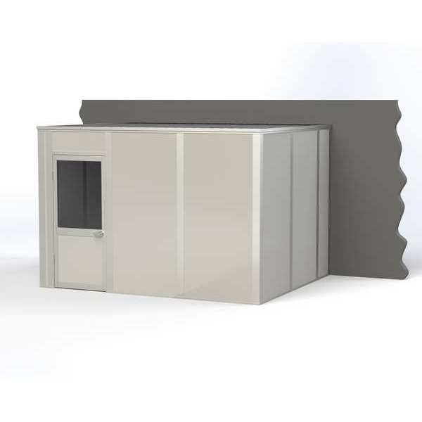 3-Wall Modular In-Plant Office,  8 ft H,  12 ft W,  10 ft D,  Gray