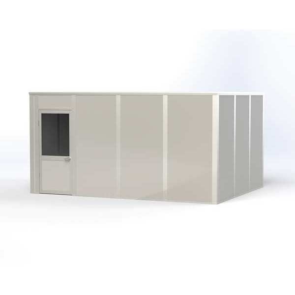 4-Wall Modular In-Plant Office,  8 ft H,  16 ft W,  12 ft D,  Gray