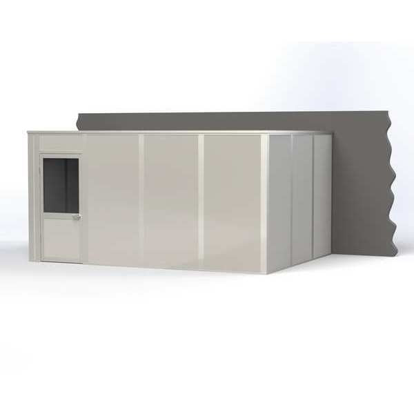 3-Wall Modular In-Plant Office,  8 ft H,  16 ft W,  12 ft D,  Gray