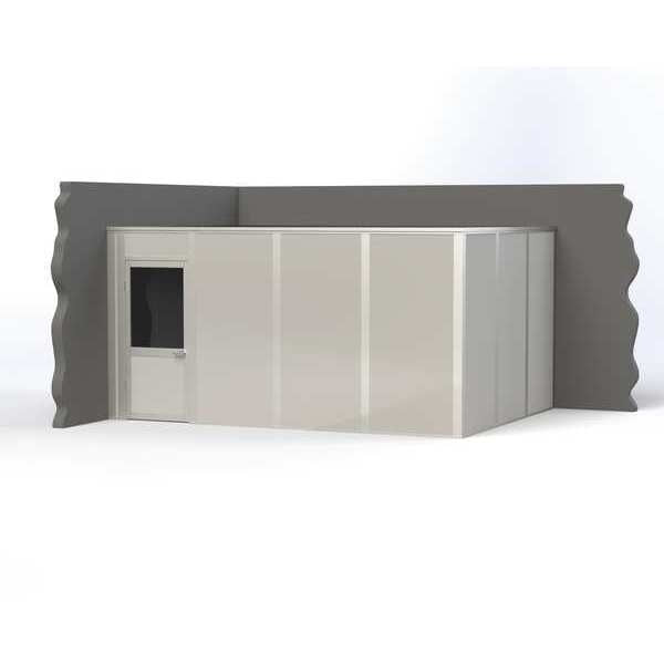 2-Wall Modular In-Plant Office,  8 ft H,  16 ft W,  12 ft D,  Gray