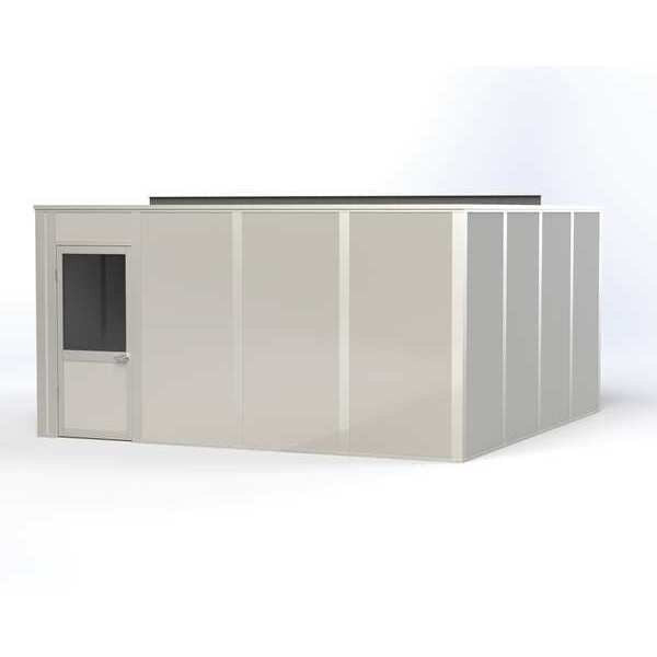 4-Wall Modular In-Plant Office,  8 ft H,  16 ft W,  16 ft D,  Gray