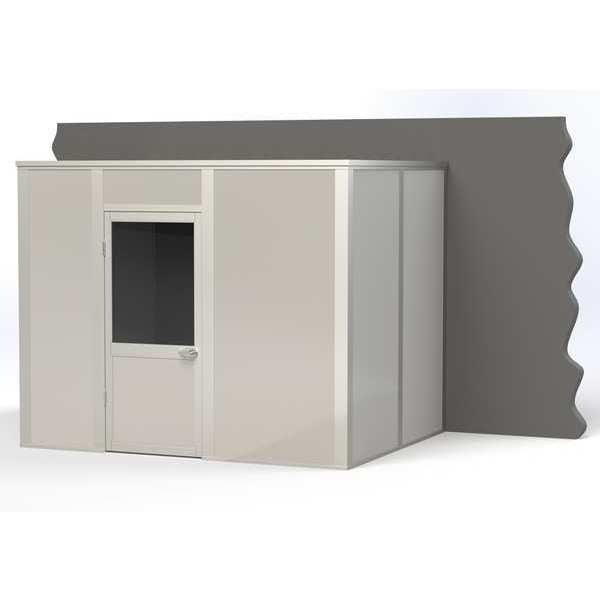 3-Wall Modular In-Plant Office,  8 ft H,  10 ft W,  8 ft D,  Gray