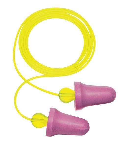 Reusable Corded Ear Plugs,  Bell Shape,  29 dB,  100 Pairs,  Purple