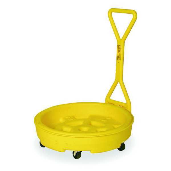 Mobile Drum Spill Dolly,  31 in Inside Diameter,  12 Gallon Sump Capacity,  Polyethylene,  Yellow