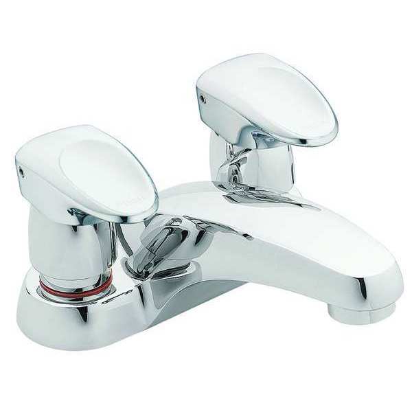 Metering 4" Mount,  2 Hole Low Arc Bathroom Faucet,  Chrome