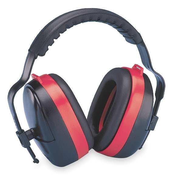 MaxiMuff Multi-Position Ear Muffs,  Foldable,  Dielectric,  Passive,  NRR 28 dB,  Black/Red