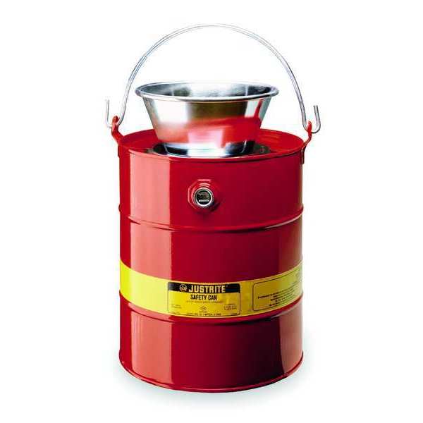 Drain Can, 5 Gal., Red, Galvanized Steel