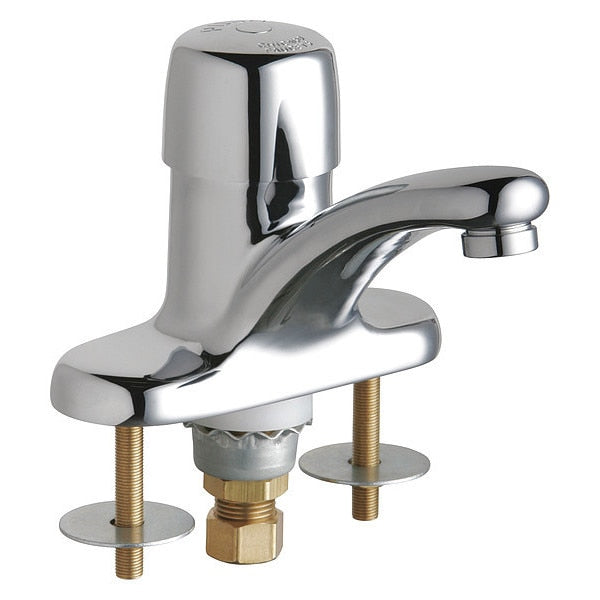 Metering 4" Mount,  3 Hole Low Arc Bathroom Faucet,  Polished Chrome