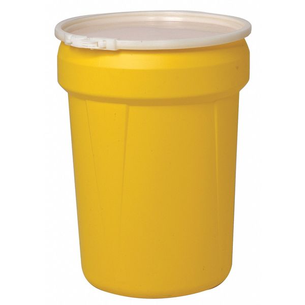 Open Head Overpack Drum,  Polyethylene,  30 gal,  Unlined,  Yellow