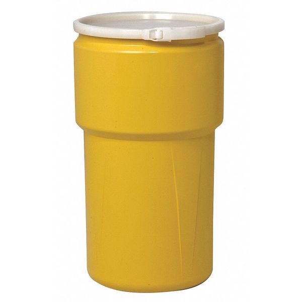 Open Head Transport Drum,  Polyethylene,  20 gal,  Unlined,  Yellow