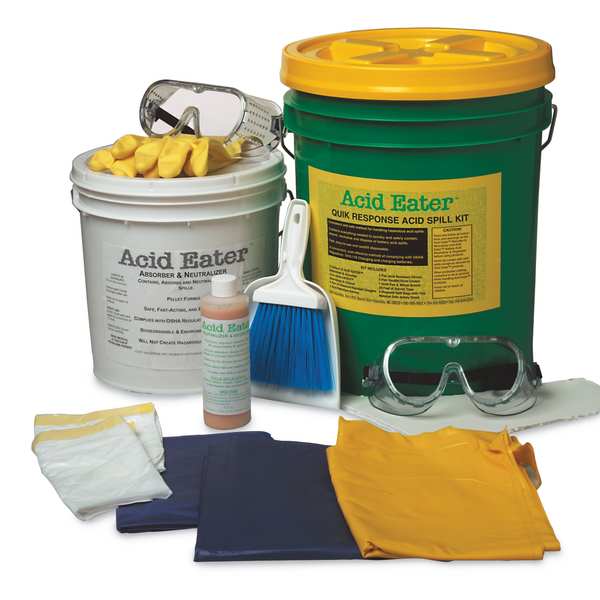 Acid Eater Battery Acid Spill Kit,  2 Gallon Volume Absorbed per Kit,  Granular Form