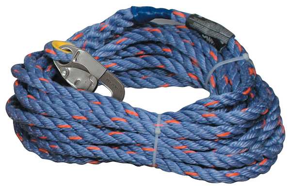 Vertical Lifeline,  50 ft.,  310 lb. Weight Capacity,  Blue,  Gray