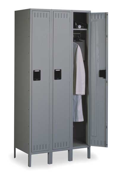 Wardrobe Locker,  45 in W,  18 in D,  78 in H,  (1) Tier,  (3) Wide,  Gray