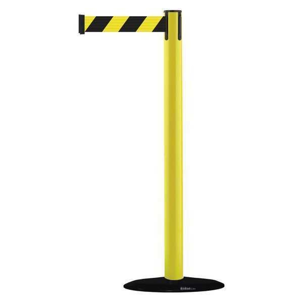 Barrier Post with Belt, PVC, Yellow