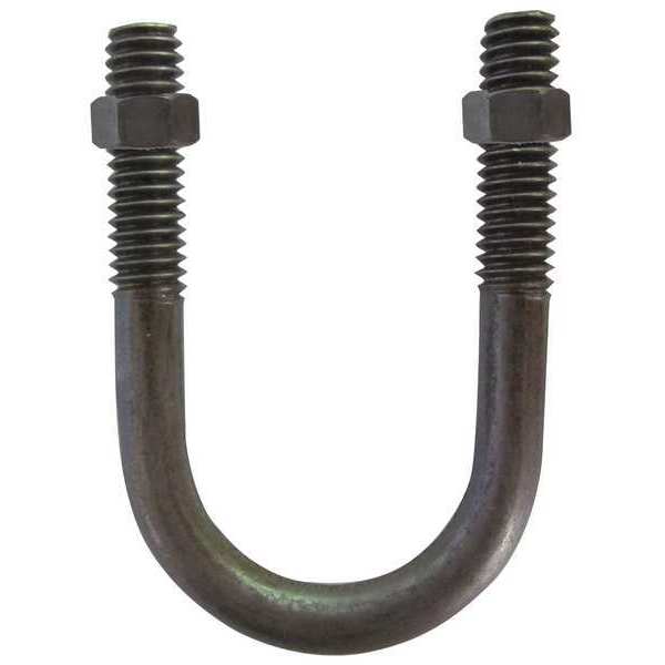 Round U-Bolt,  1/4"-20,  1 3/4 in Inside Ht,  1 in Inside Wd/Dia,  Stainless Steel,  10 PK