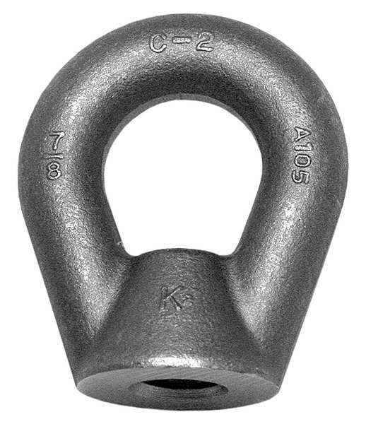Oval Eye Nut,  1-1/4"-7 Thread Size,  2-7/32 in Thread Lg,  Steel,  Black Oxide