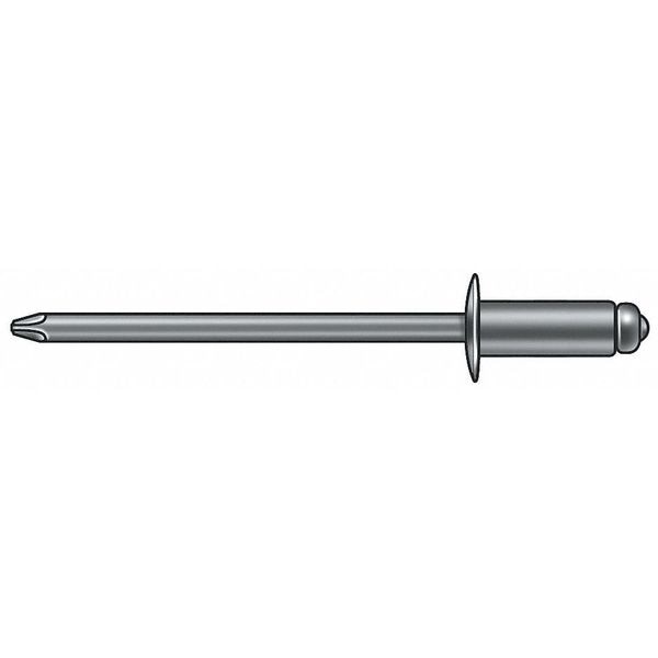 Blind Rivet,  Domed Head,  1/4 in Dia.,  0.6 in L,  Aluminum Body,  100 PK