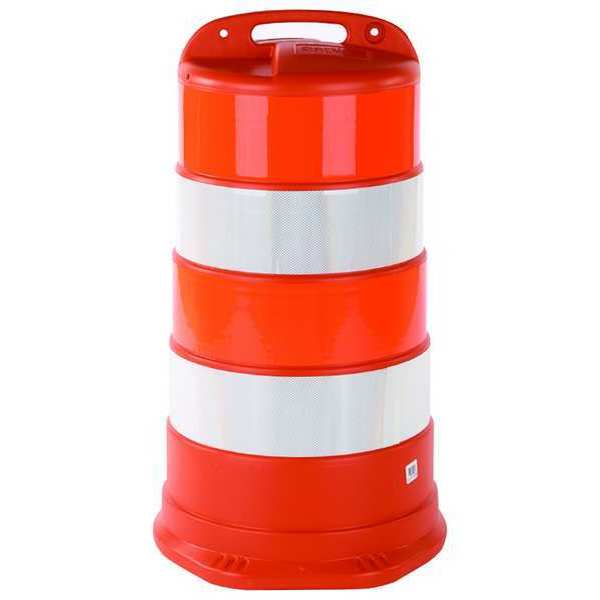 Traffic Barrel, White/Orange, HDPE