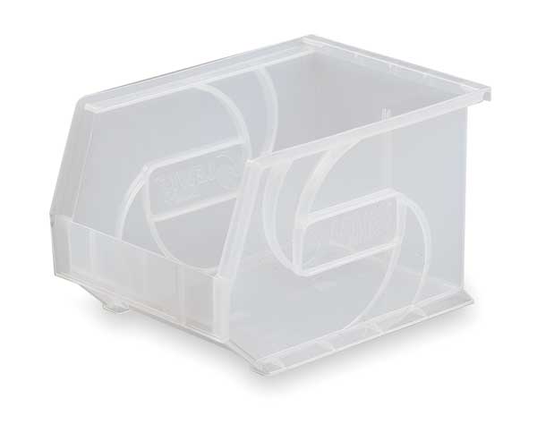 Hang & Stack Storage Bin,  Clear,  Plastic,  10 7/8 in L x 8 1/4 in W x 7 in H,  40 lb Load Capacity