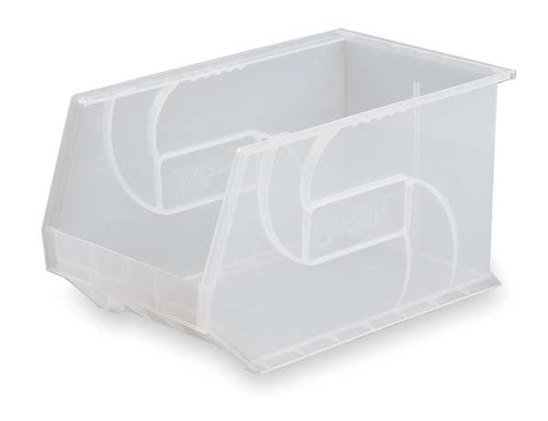Hang & Stack Storage Bin,  Clear,  Plastic,  18 in L x 11 in W x 10 in H,  40 lb Load Capacity