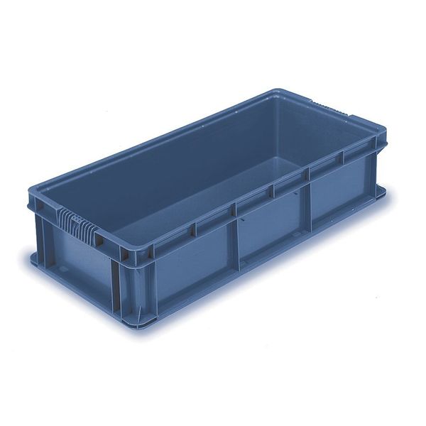 Straight Wall Container,  Blue,  Plastic,  32 in L,  15 in W,  7 1/2 in H,  1.5 cu ft Volume Capacity