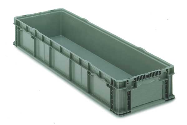 Straight Wall Container,  Gray,  Plastic,  48 in L,  15 in W,  7 1/2 in H,  2.3 cu ft Volume Capacity