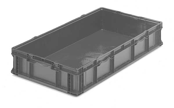Straight Wall Container,  Gray,  Plastic,  48 in L,  22 1/2 in W,  7 1/4 in H,  3.5 cu ft Volume Capacity