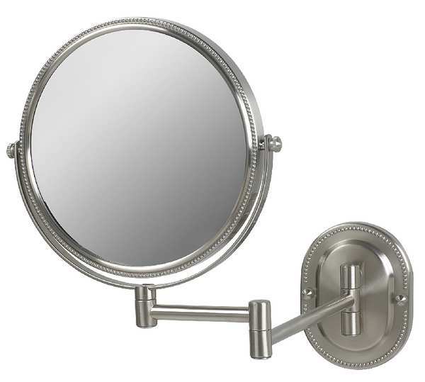 11" W,  Nickel Wall Makeup Mirror