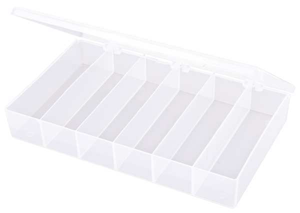 Compartment Box with 6 compartments,  Plastic,  1 3/4 in H x 6-3/16 in W