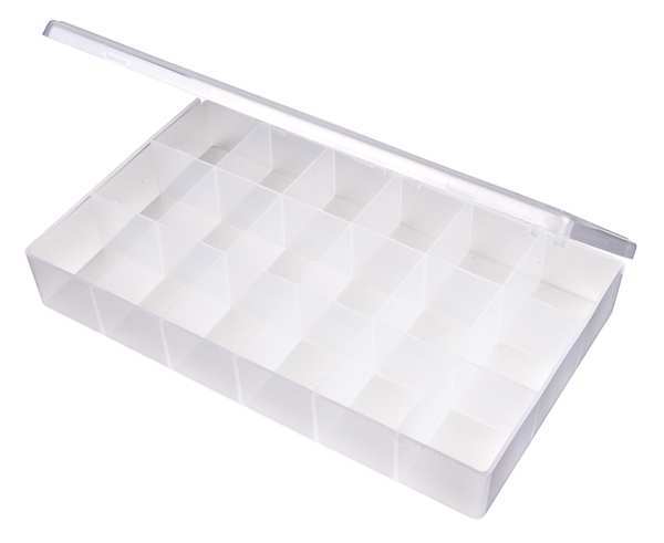 Compartment Box with 18 compartments,  Plastic,  1 3/4 in H x 6-3/16 in W