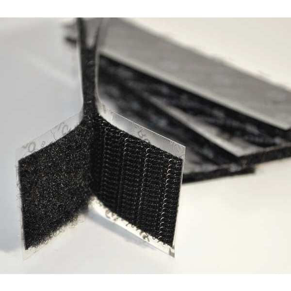 Reclosable Fastener Shapes,  Acrylic Adhesive,  4 in,  1 in Wd,  Black,  50 PK