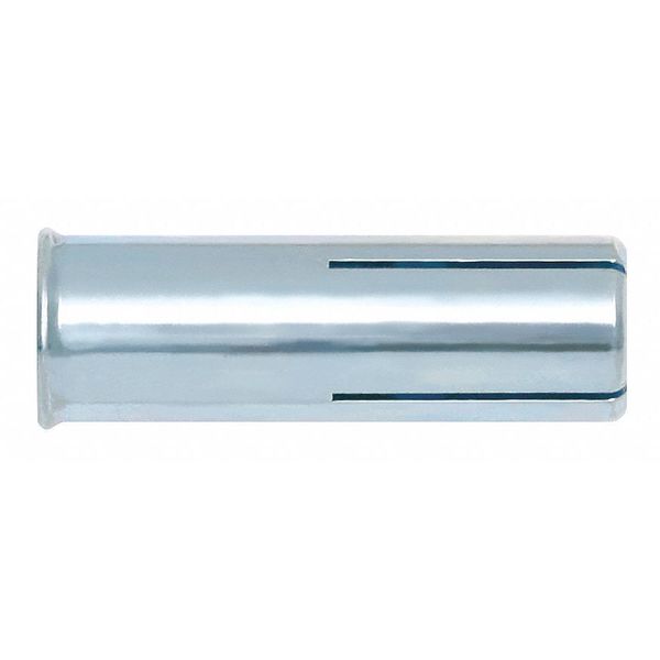 Steel Dropin Single Lag Shield,  1/4" Dia,  1" L,  Steel Zinc Plated,  100 PK