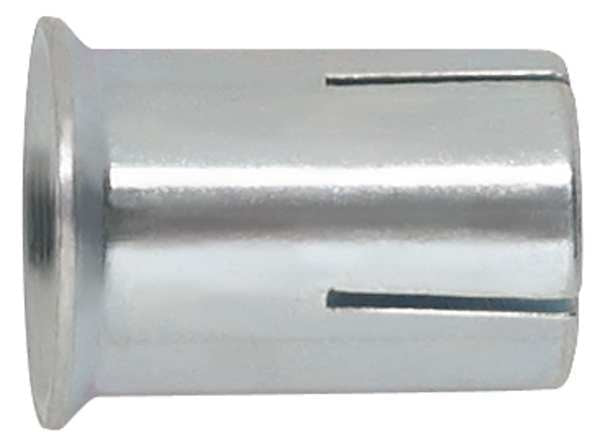 Steel Dropin Single Lag Shield,  3/8" Dia,  3/4" L,  Steel Zinc Plated,  100 PK