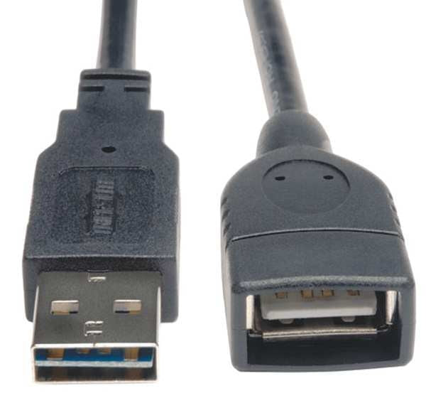 Reversible USB Extension Cable, Blck, 6 ft
