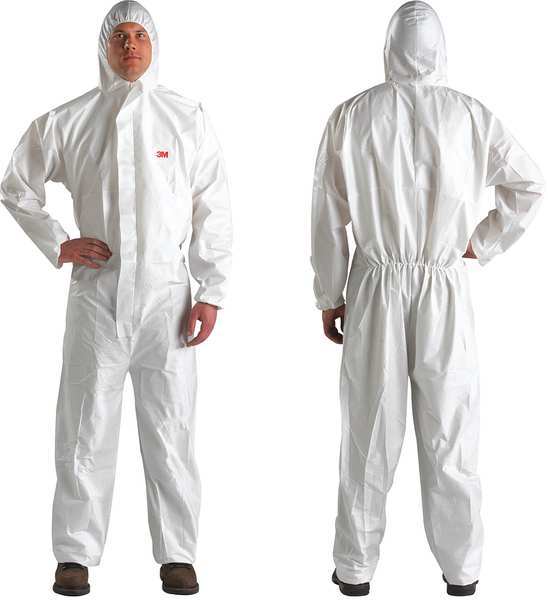 Hooded Disposable Coveralls,  White,  Microporous Polyethylene Laminate,  Polypropylene,  Zipper