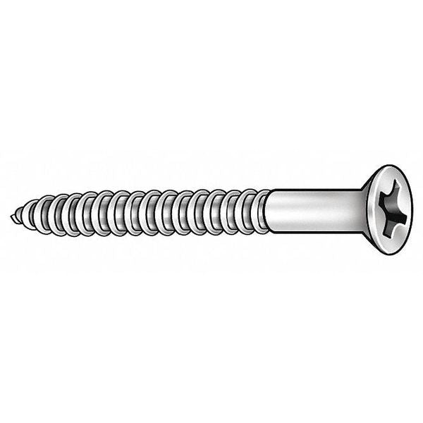 Wood Screw,  #8 x 3/4 in,  Zinc Plated Steel Flat Head Phillips Drive,  100 PK