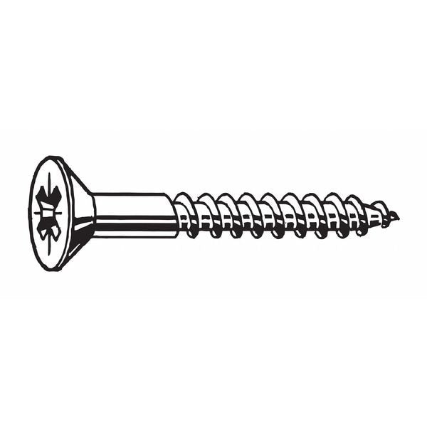 Wood Screw,  #10 x 3 in,  Plain 18-8 Stainless Steel Flat Head Phillips Drive,  100 PK