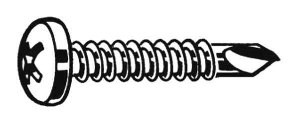 Self-Drilling Screw,  #10 x 3/4 in,  Plain 410 Stainless Steel Pan Head Phillips Drive,  100 PK