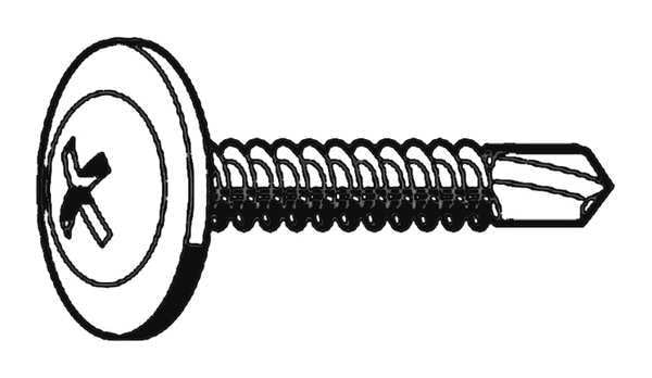 Self-Drilling Screw,  #8 x 1 in,  Zinc Plated Steel K-Lath Head Phillips Drive,  200 PK