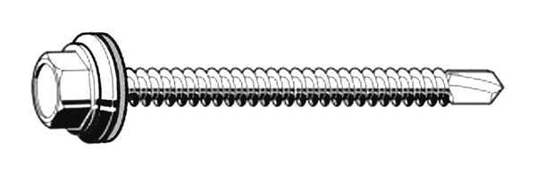 Self-Drilling Screw,  #8 x 3/4 in,  Zinc Plated Steel Hex Head Hex Drive,  200 PK
