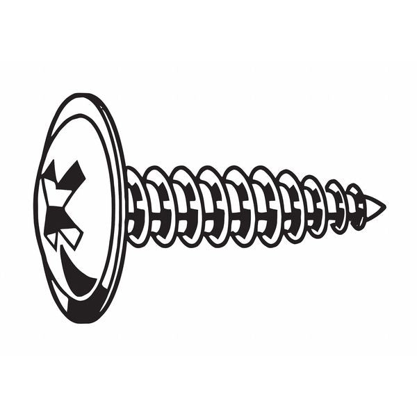 Sheet Metal Screw,  #6 x 1/2 in,  Zinc Plated Steel K-Lath Head Phillips Drive,  100 PK