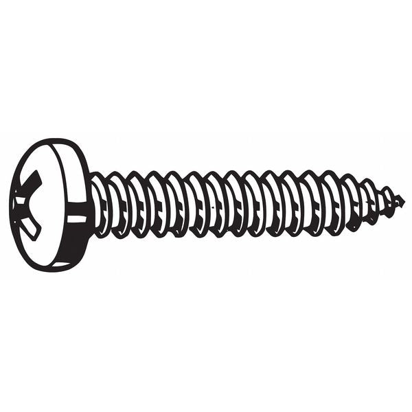 Sheet Metal Screw,  #10 x 1-1/4 in,  Plain 18-8 Stainless Steel Pan Head Phillips Drive,  100 PK