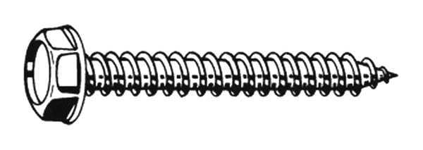 Sheet Metal Screw,  #14 x 3/4 in,  Zinc Plated Steel Hex Head Slotted Drive,  100 PK