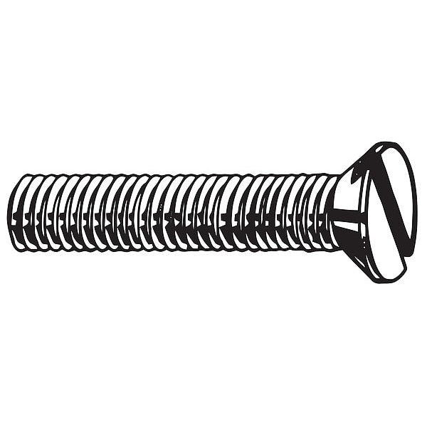 M8-1.25 x 80 mm Slotted Flat Machine Screw,  Plain 18-8 Stainless Steel,  10 PK