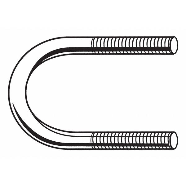 Round U-Bolt,  1/2"-13,  5 1/2 in Inside Ht,  4 in Inside Wd/Dia,  Steel